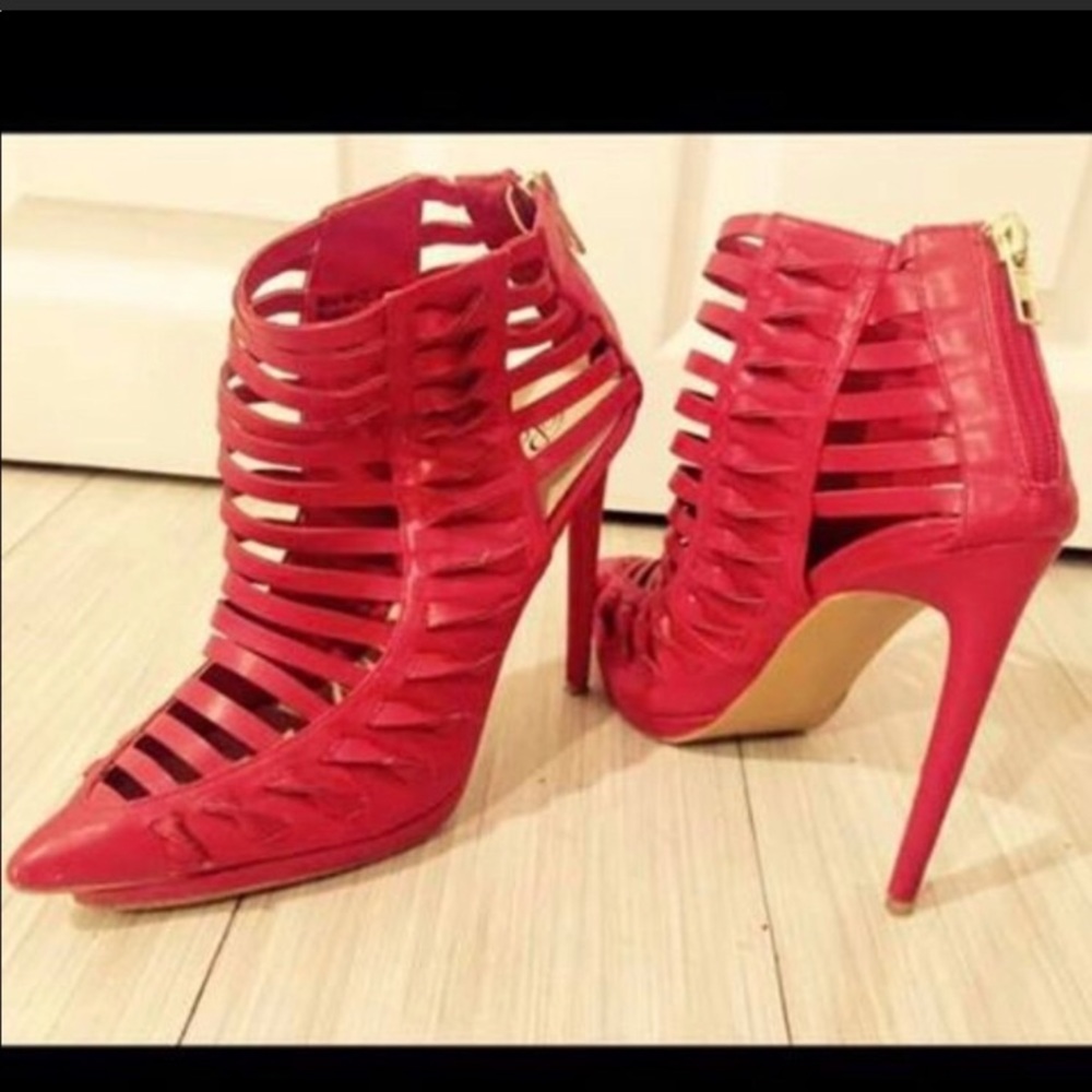 Red ankle booties